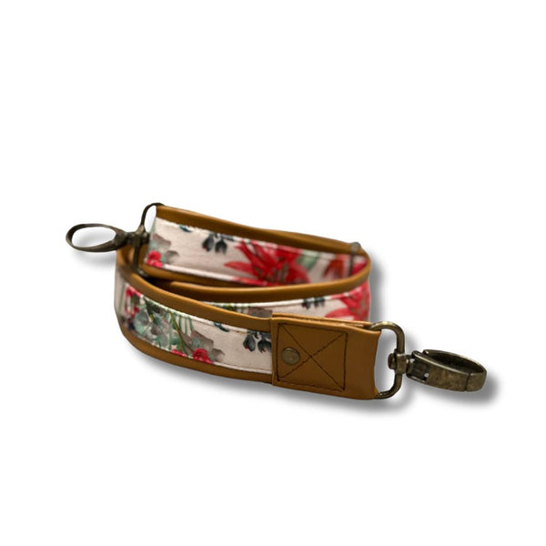 Adjustable crossover leather and fabric straps