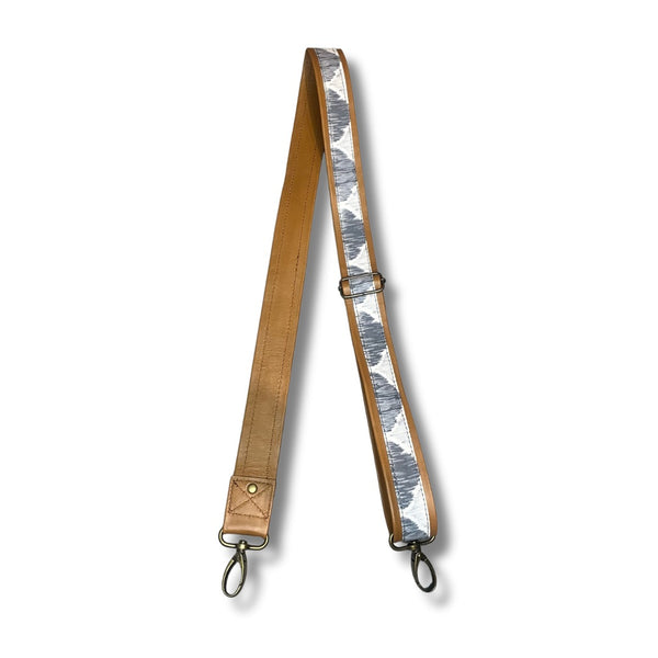 Adjustable crossover leather and fabric straps