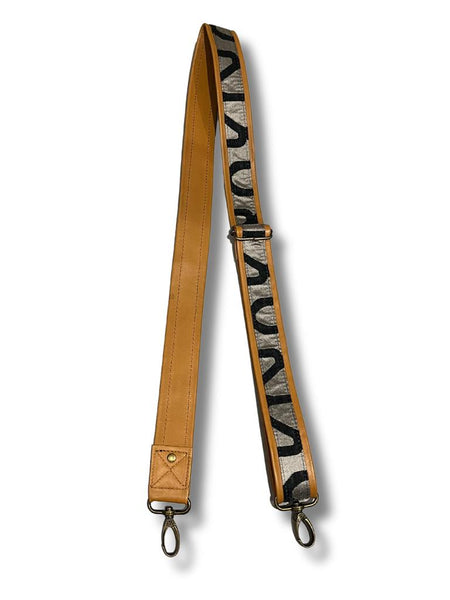 Adjustable crossover leather and fabric straps