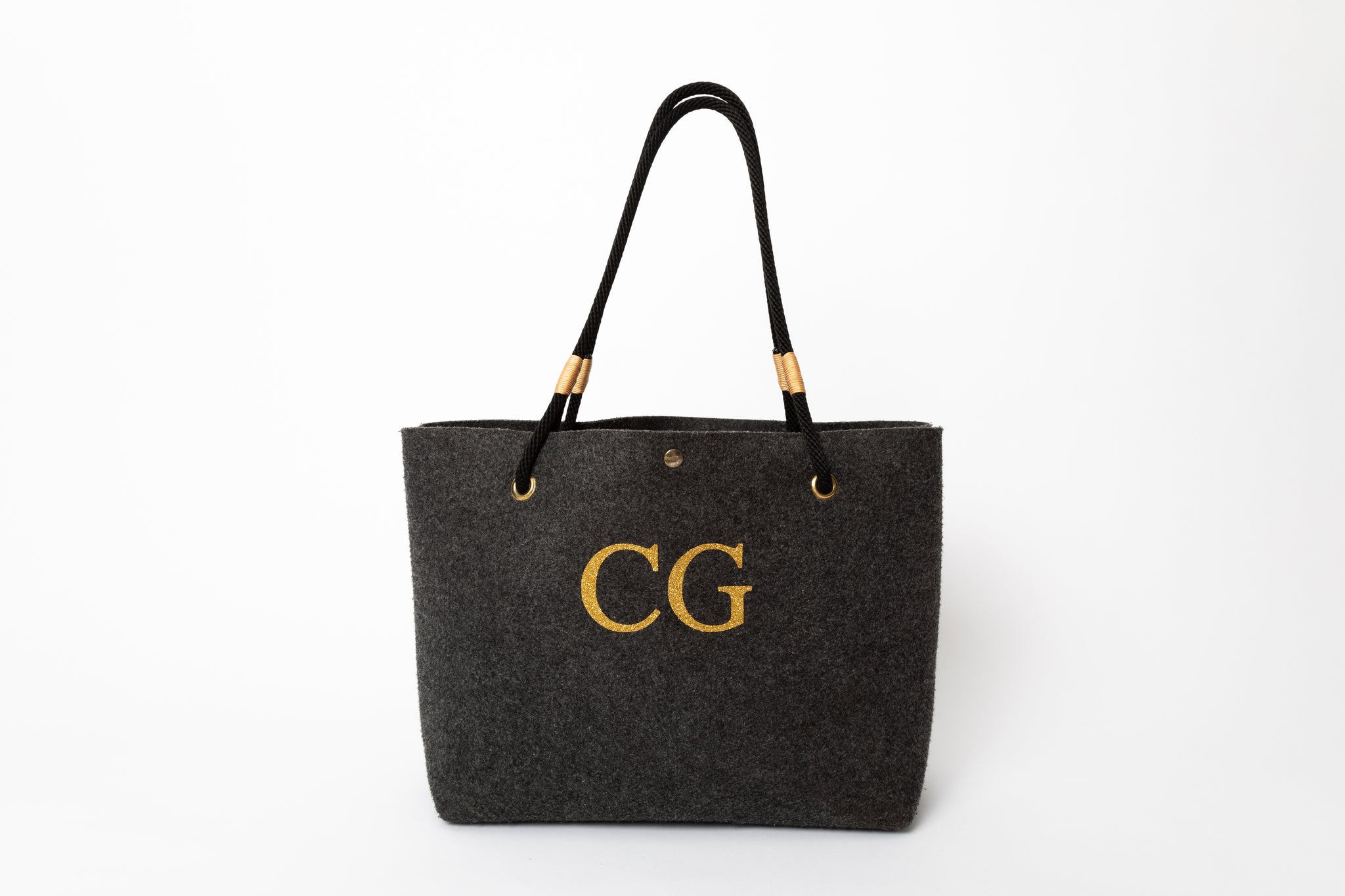 EcoRope handle shopper, Rope handle felt shopper, made from recycled plastic bottles, rPET felt, Monogrammed felt shopper, personalised shopper bag, future of sustainable fabric, eco felt