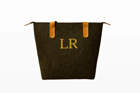 Eco Monogram Leather Handle Zipped Tote